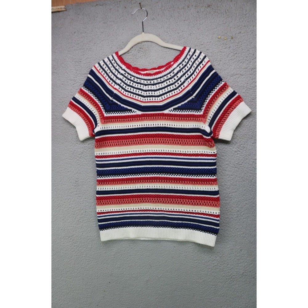 Brooks Brothers Red Fleece Open-Knit Short Sleeve Sweater-Small-Preppy